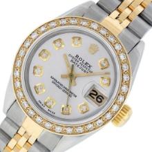 Rolex Ladies Two Tone Diamond Datejust Wristwatch