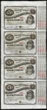 Uncut Sheet of (4) State of Louisiana Baby Bond Obsolete Notes