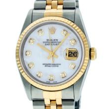 Rolex Mens Two Tone Diamond Datejust Wristwatch