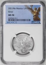 2021-Mo Mexico 1/4 oz Silver Libertad Coin NGC MS70