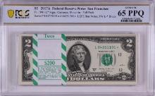 Pack 2017A $2 Federal Reserve STAR Notes San Francisco Fr.1941-L* PCGS Gem UNC 65PPQ