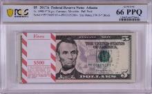 Pack of 2017A $5 Federal Reserve STAR Notes Atlanta Fr.1998-F* PCGS Gem UNC 66PPQ