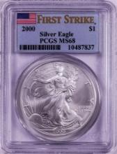 2000 $1 American Silver Eagle Coin PCGS MS68 First Strike