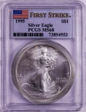 1995 $1 American Silver Eagle Coin PCGS MS68 First Strike