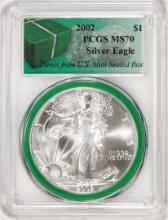 2002 $1 American Silver Eagle Coin PCGS MS70 Direct From U.S. Mint Sealed Box