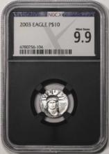 2003 $10 Platinum American Eagle Coin NGCX Mint State 9.9