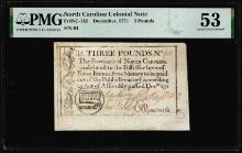 1771 North Carolina 3 Pounds Colonial NC-142 PMG About Uncirculated 53 Magna Charta