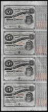 Uncut Sheet of (4) State of Louisiana Baby Bond Obsolete Notes