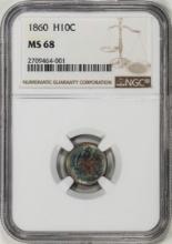 1860 Seated Liberty Half Dime Coin NGC MS68 Amazing Toning