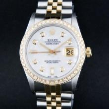 Rolex Mens Two Tone Diamond Datejust Wristwatch