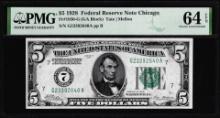 1928 $5 Federal Reserve Note Fr.1950-G PMG Choice Uncirculated 64EPQ