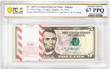 Pack 2017A $5 Federal Reserve STAR Notes Atlanta Fr.1998-F* PCGS Superb Gem UNC 67PPQ