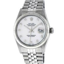 Rolex Mens Stainless Steel Diamond Datejust Wristwatch