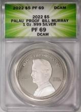 2022 $5 Palau Proof Bill Murray Silver Coin ANACS PF69DCAM