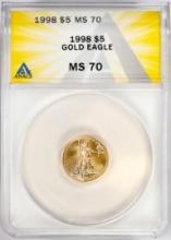 1998 $5 American Gold Eagle Coin ANACS MS70