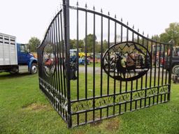 Set of 20' Bifolding Iron Gates with Deer Scene - 2 Pieces