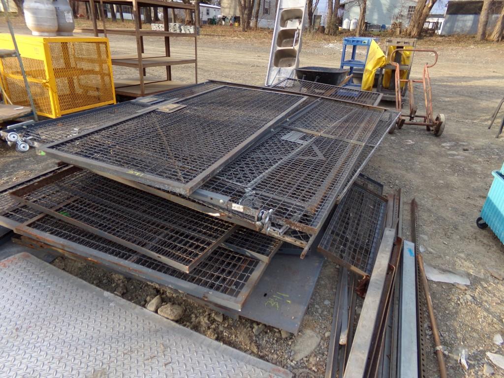Large Group of Steel Tool Cage Panels, Including 3 Doors of Assorted Types