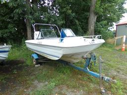 Rinker Built Open Bow Fiberglass Boat, Console Controls, Chrysler 105 Outbo