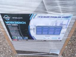 New Blue Cherry Steelman 7' - 20 Drawer Work Bench/Tool Box