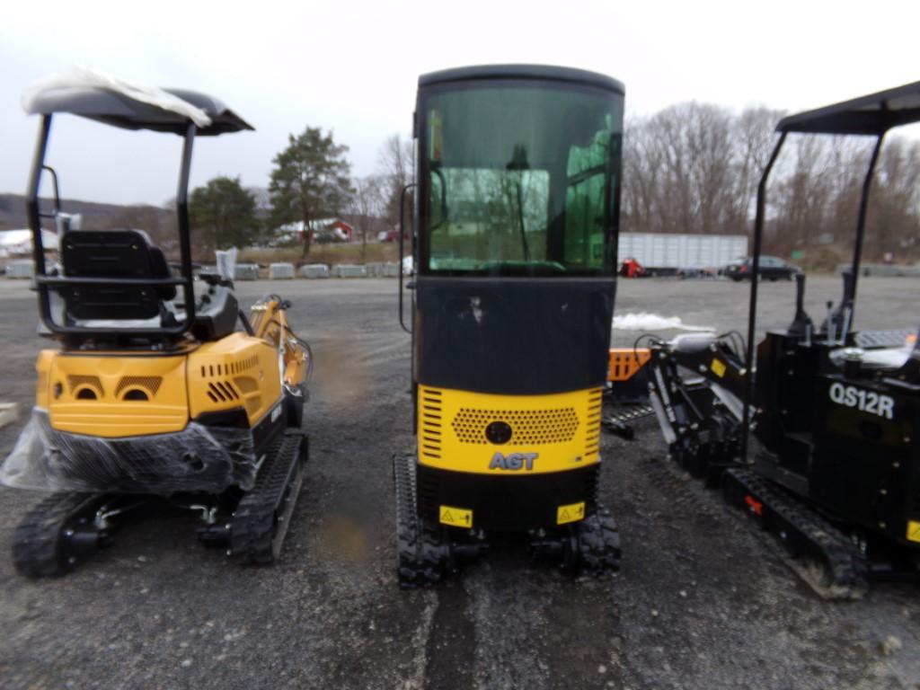 New AGT QH13R-Mini Excavator-With Cab, Dozer Blade, Thumb, Boom Hyd's, Gas