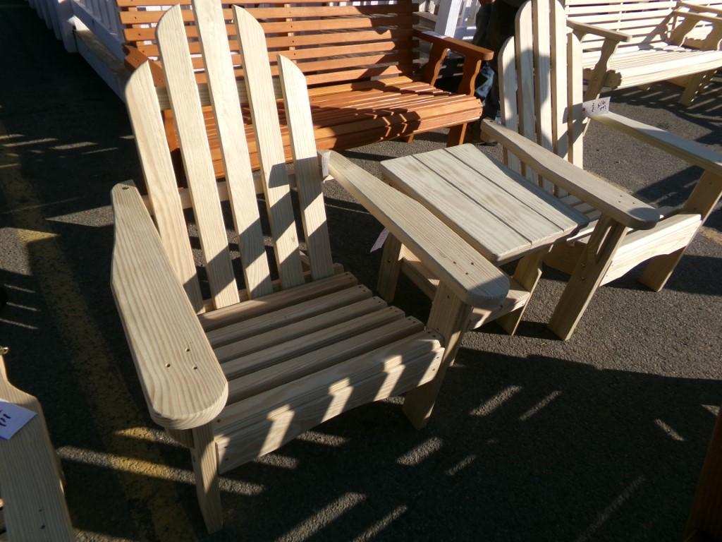 Unfinished Amish Made Chair Set, (2) Chairs with End Table (4584)