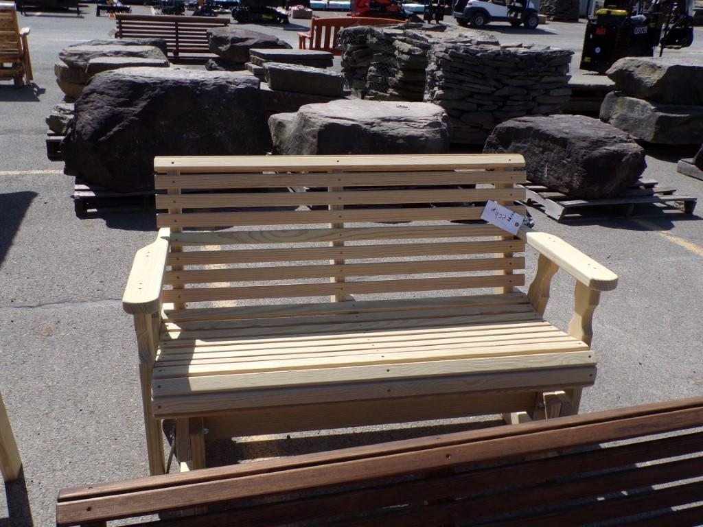 Unfinished Amish Made 4' Roll Back Glider Bench (4594)