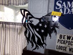 Black Steel Patriotic Eagle Cut Out Sign