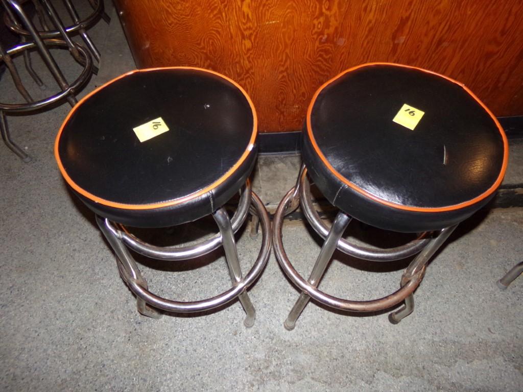 (2) Black, Red Trimmed Bar Stools (2 X Bid Price)