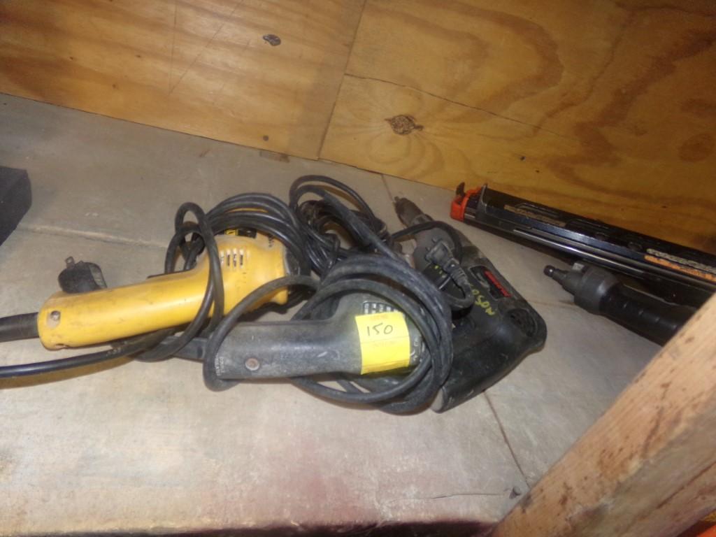 (3) Corded Drills, DeWalt and Black and Decker (Tool Storage Room)