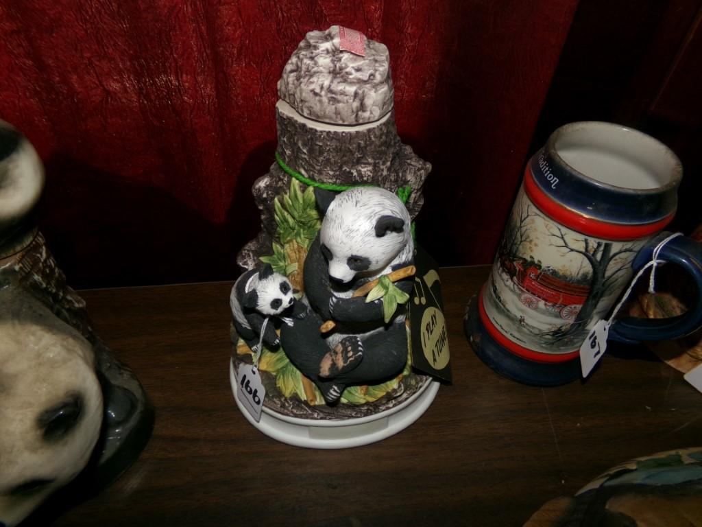 Hoffman Distillery Pandas Ceramic Decanter w/Music Box