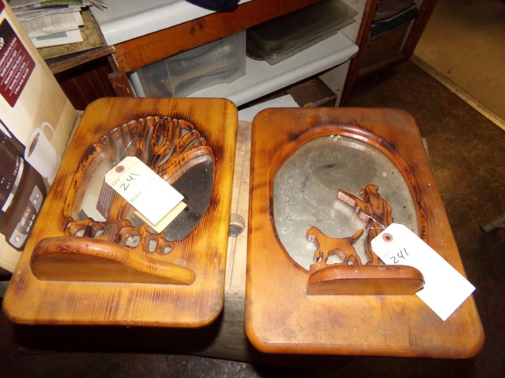 (2) Wood Framed Decorations, Tree and Hunter