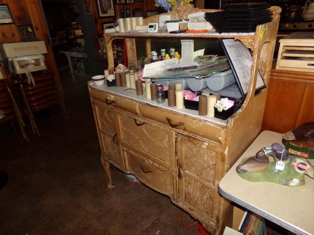 Antique Hutch with Whatever Contents are Left on it