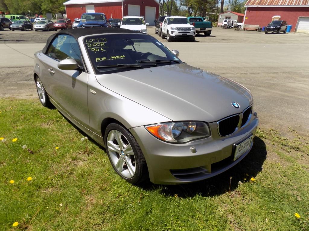 2008 BMW 128i, Convertible, Leather, Gray, 94,892 Mi, Vin# WBAUL73528VE8811