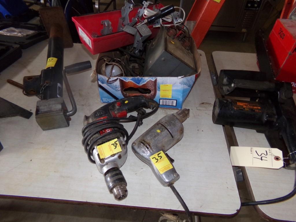 Metabo Elec. Drill, Elec. Drill, Box w/MIsc. Electrical Items, Drop Light