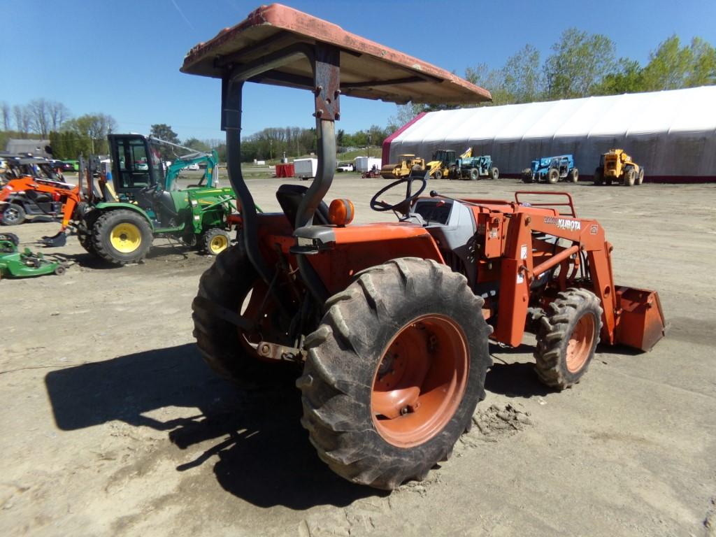 Kubota L3300 4 WD Tractor with LA480 Loader, 60'' Bucket, Canopy, 3 PT, PTO