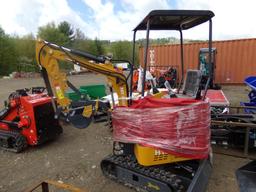 New Yellow AGT Industrial H15 Mini Excavator with Canopy, Stationary Thumb