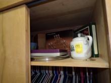 Contents of Upper Second Hallway Closet-Silver Plated Dishes, Buffet Caddy