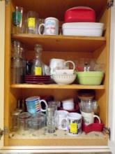 Contents Under Upper Cabinet,Right Hand Side Of Sink,  Glasses,Mugs, Soup B