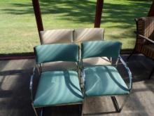 (4) Cushioned Waiting Room Arm Chairs, (2) Teal, (2) Cream