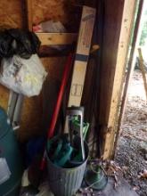 Group of Misc. Items On Right Hand Side Of Shed Door - Chopping Axe, Splitt
