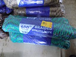 (3) New 100' Braided Utility Ropes, #12 Size, Green (3 X BID PRICE)