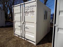 New 10' Storage Container/Office Walk-Through Door And Barred Window On One