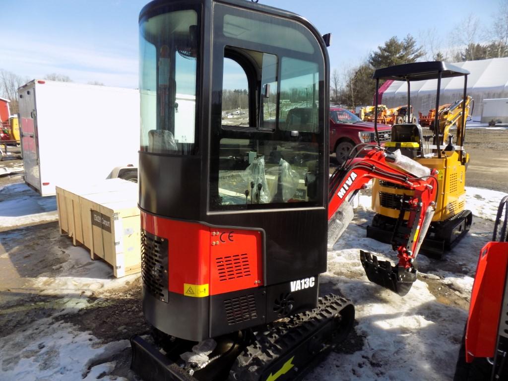 New Miva VA13C Mini Excavator w/Cab, Gas Engine, Grader Blade, 16'' Bucket,
