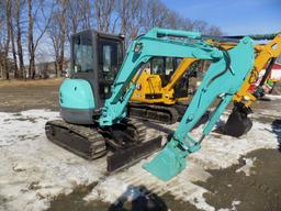 Kobelco SK30 Midi Excavator w/Cab, Teal & Gray, Steel Tracks w/Rubber Pads,