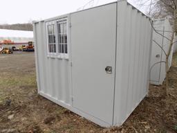 New 9' Storage/Shipping Container with Barred Window and Walk Thru Door on