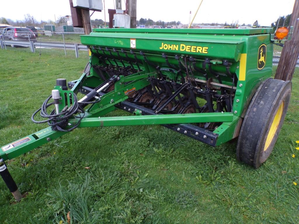 John Deere BD1108 Grain Drill with Grass Seed, 13 Hoe, Double Disc Opener,
