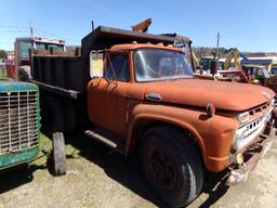 1965 Ford 600 SA Dump Truck, 6 Cylinder, 5 Spd. Trans., 2 Spd. Rear Axle, 9