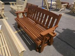 Amish Made 5' Mission Style Glider Bench, Cedar Stained and Clear Coated (9
