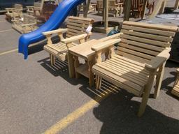 Amish Made 3 Pc. Rollback Chair Set with End Table, Unfinished, Sold as a S