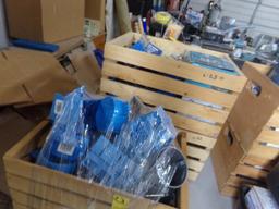 (3) Wood Crates of Assort. Electrical Boxes with Assort. Wire Nuts, (1) Mot